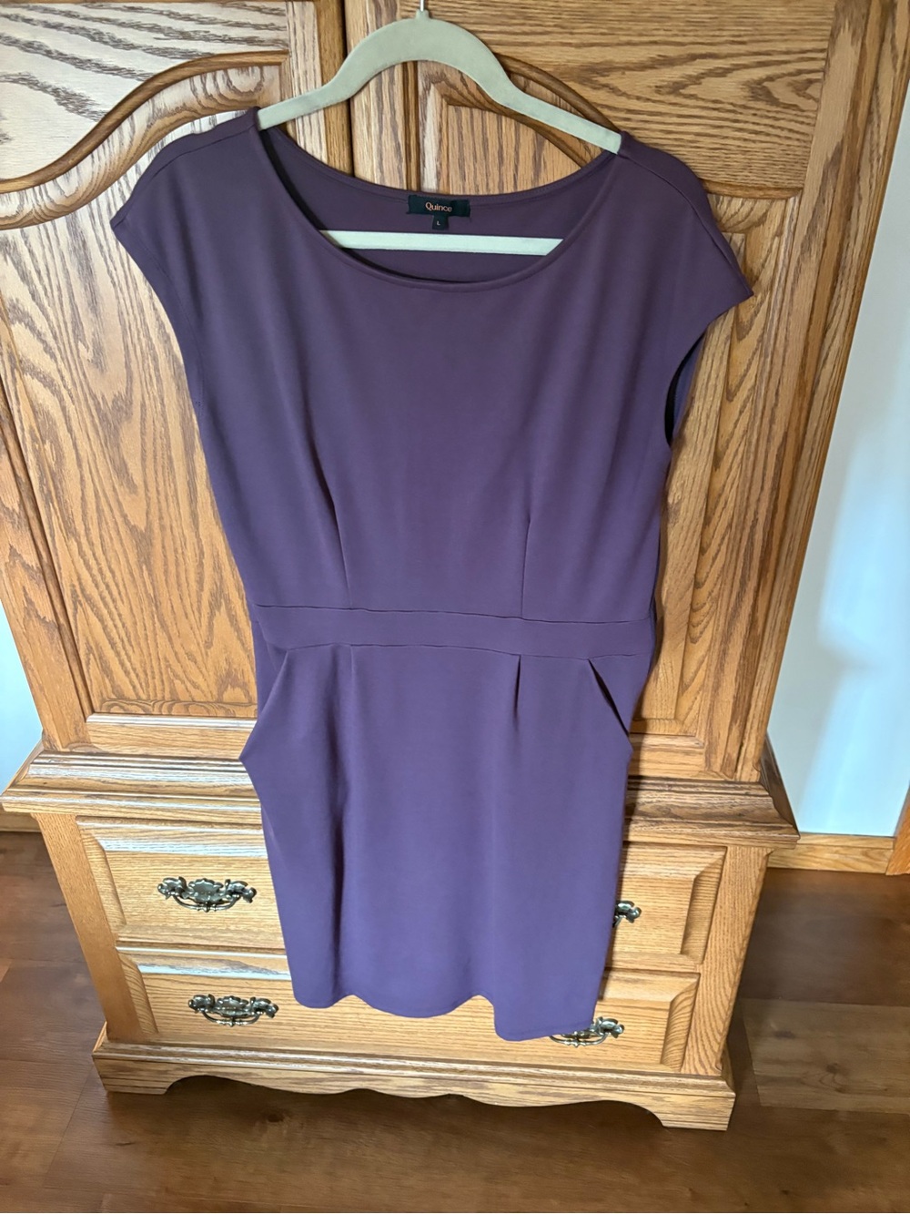 Quince beautiful Plum Cap Sleeve Ponte Dress.